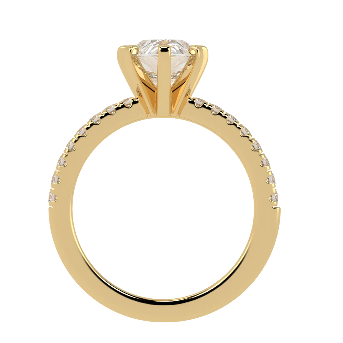 Nikki Accent – 18K Yellow Gold – 12x8mm Moissanite Pear – Moissanite