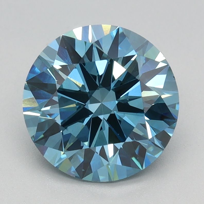 1.70 Carat Round Cut Fancy Blue