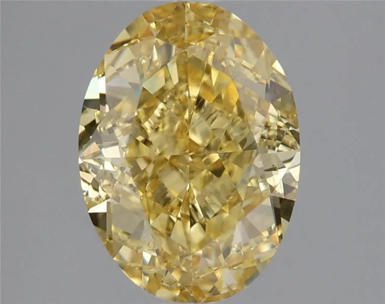 Diamant ovale de 2,63 ct cultivé en laboratoire (couleur jaune vif fantaisie, pureté VS1, taille GD, certifié IGI)