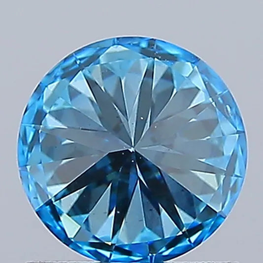 Diamant rond de 1,00 ct cultivé en laboratoire (couleur bleu vif fantaisie, pureté SI1, ID de coupe, certifié IGI)