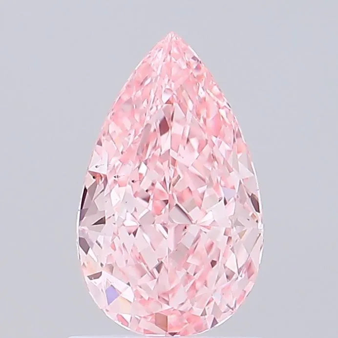 Diamant de laboratoire en forme de poire de 1,02 ct (couleur rose vif fantaisie, pureté VS2, certifié IGI)