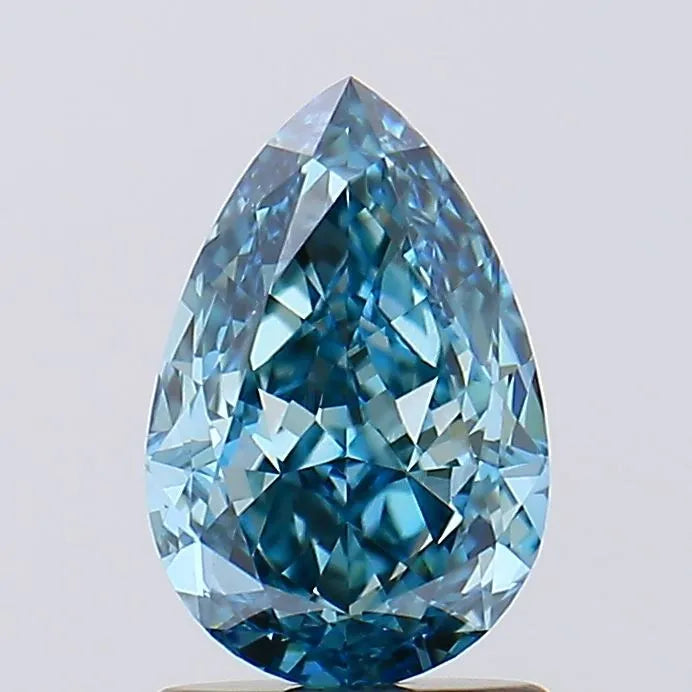 Diamant de laboratoire en forme de poire de 1,46 ct (Fancy Vivid Blue, pureté VVS2, IGI)