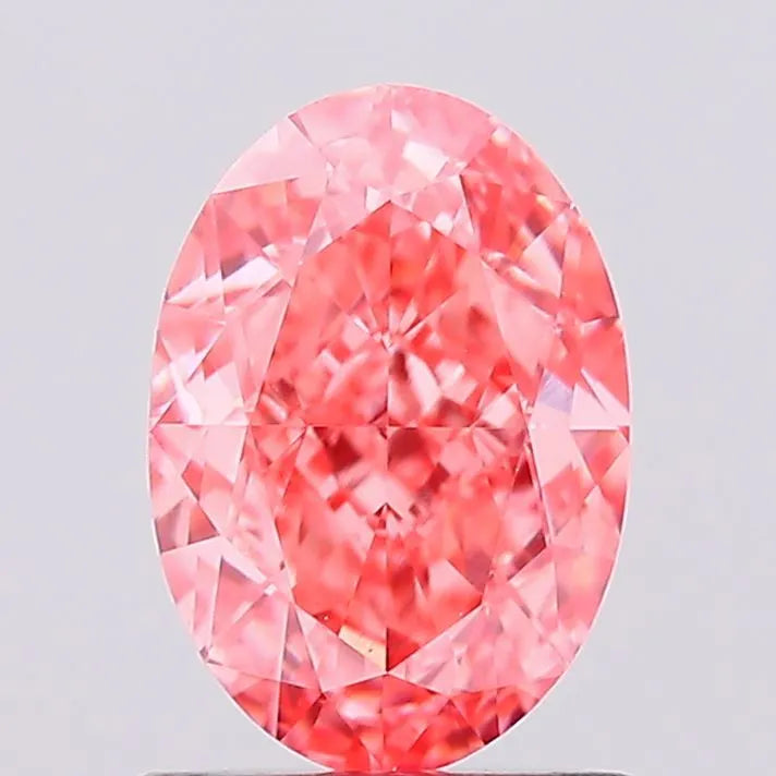 Diamant ovale de 1,21 ct cultivé en laboratoire (Fancy Vivid Pink, pureté VS2, IGI)