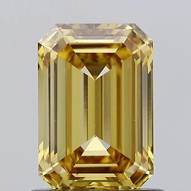 Diamant émeraude de 1,02 ct cultivé en laboratoire (jaune intense fantaisie, pureté VS1, taille GD, IGI)