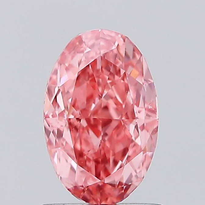 Diamant ovale de 1,20 ct cultivé en laboratoire (Fancy Vivid Pink, pureté VVS2, taille GD, IGI)