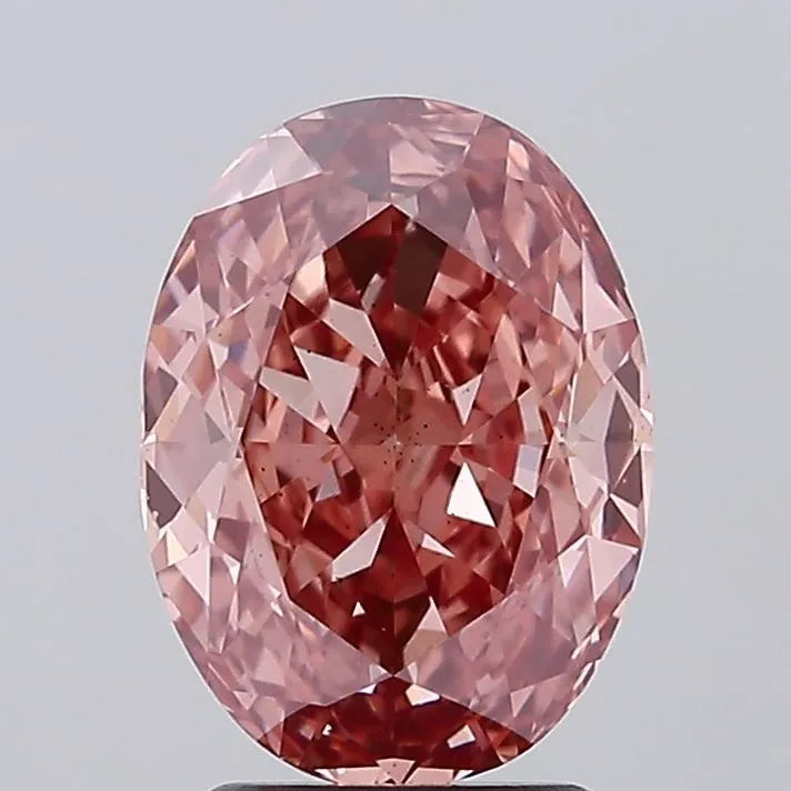 3.17ct Oval Lab Grown Diamond (Colour Fancy Vivid Brownish Pink, Clarity VS2, IGI Certified)