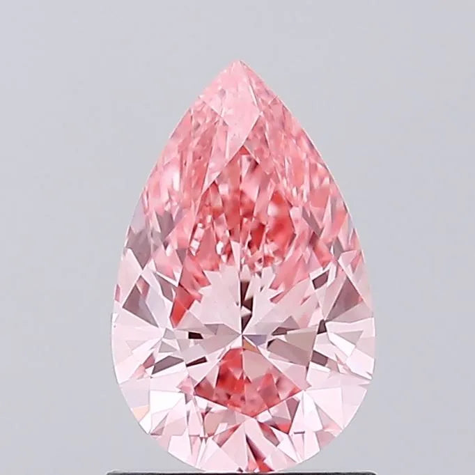 Diamant de laboratoire en forme de poire de 1,10 ct (couleur rose vif fantaisie, pureté VS1, certifié IGI)