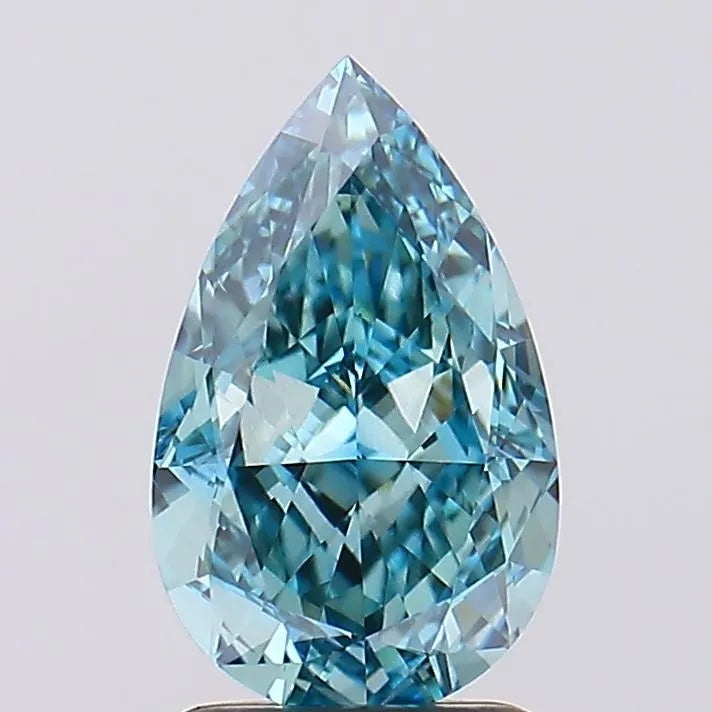 2.20ct Pear Lab Grown Diamond (Fancy Vivid Green Blue, Clarity VVS2, IGI)