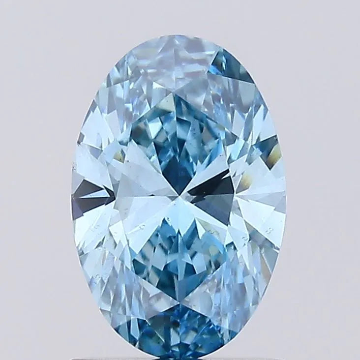 Diamant ovale de 1,01 ct cultivé en laboratoire (Fancy Vivid Blue, pureté VS2, IGI)