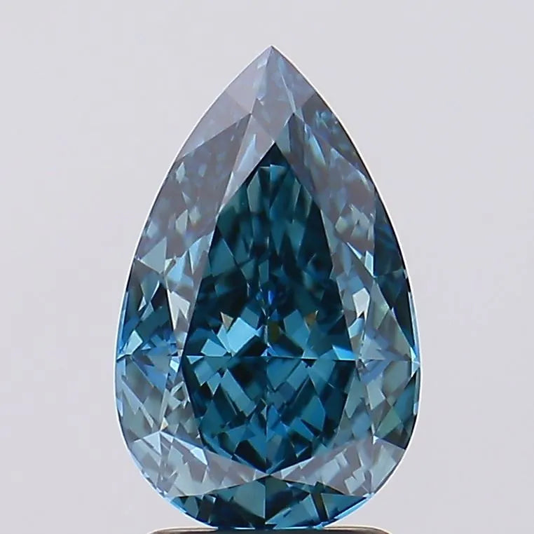 2.53ct Pear Lab Grown Diamond (Fancy Green Blue, Clarity VVS2, Cut GD, IGI)