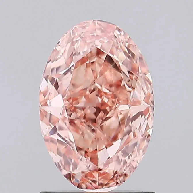 Diamant ovale de 1,37 ct cultivé en laboratoire (rose intense fantaisie, pureté VS1, taille GD, IGI)