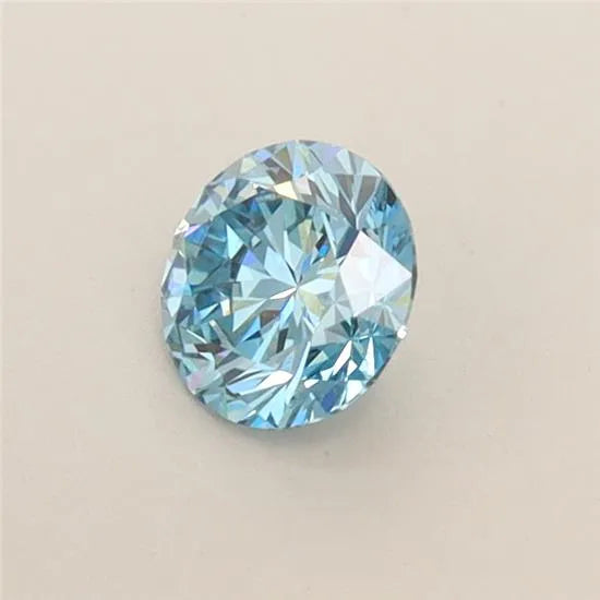 Diamant rond de 0,44 ct cultivé en laboratoire (couleur bleu vert intense fantaisie, pureté VS1, taille VG, certifié IGI)