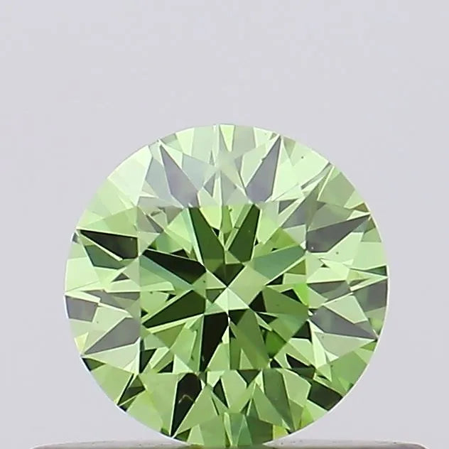 Diamant rond de 0,33 ct cultivé en laboratoire (vert vif fantaisie, clarté VS1, ID de coupe, IGI)