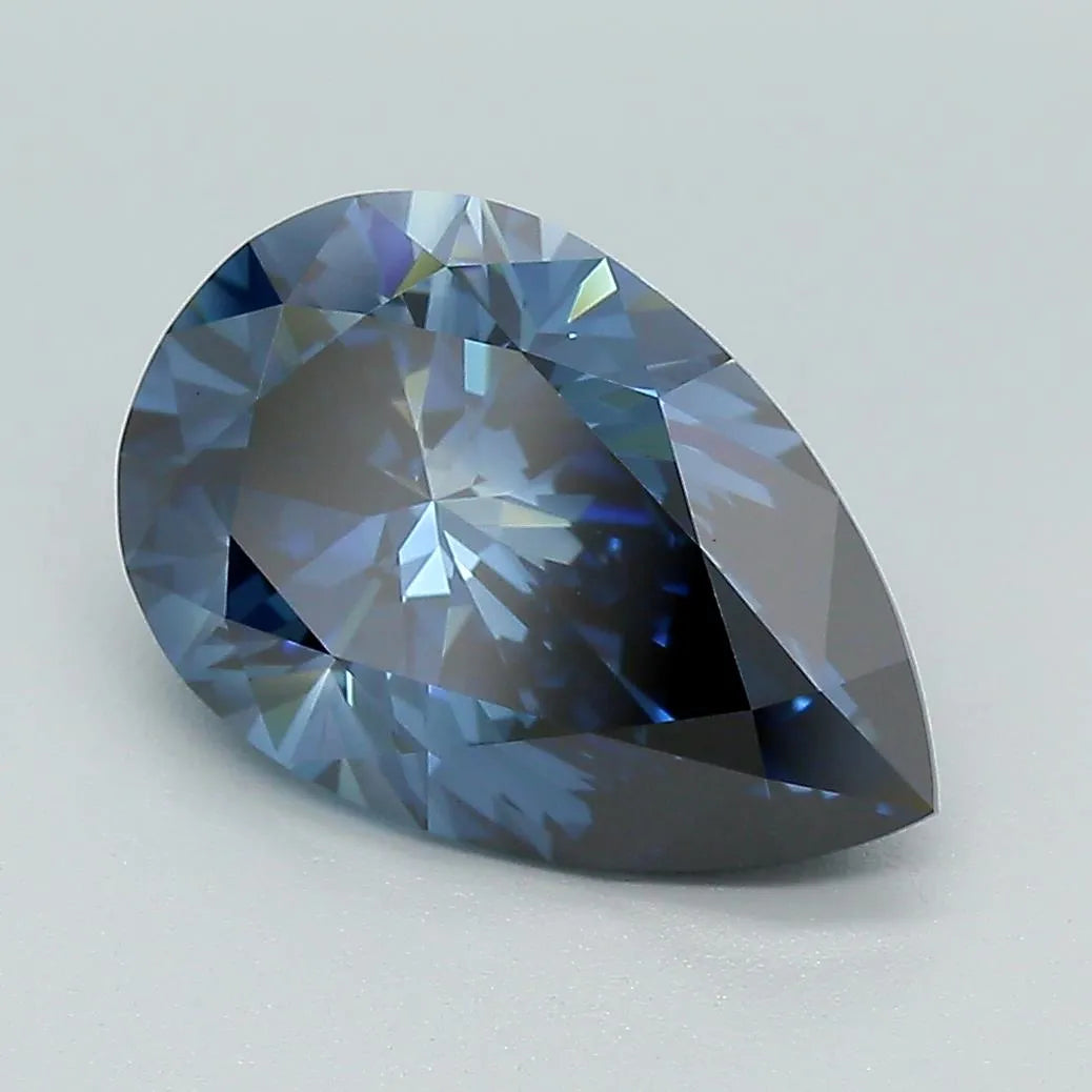 3.07ct Pear Lab Grown Diamond (Fancy Dark Blue, Clarity VVS1, IGI)