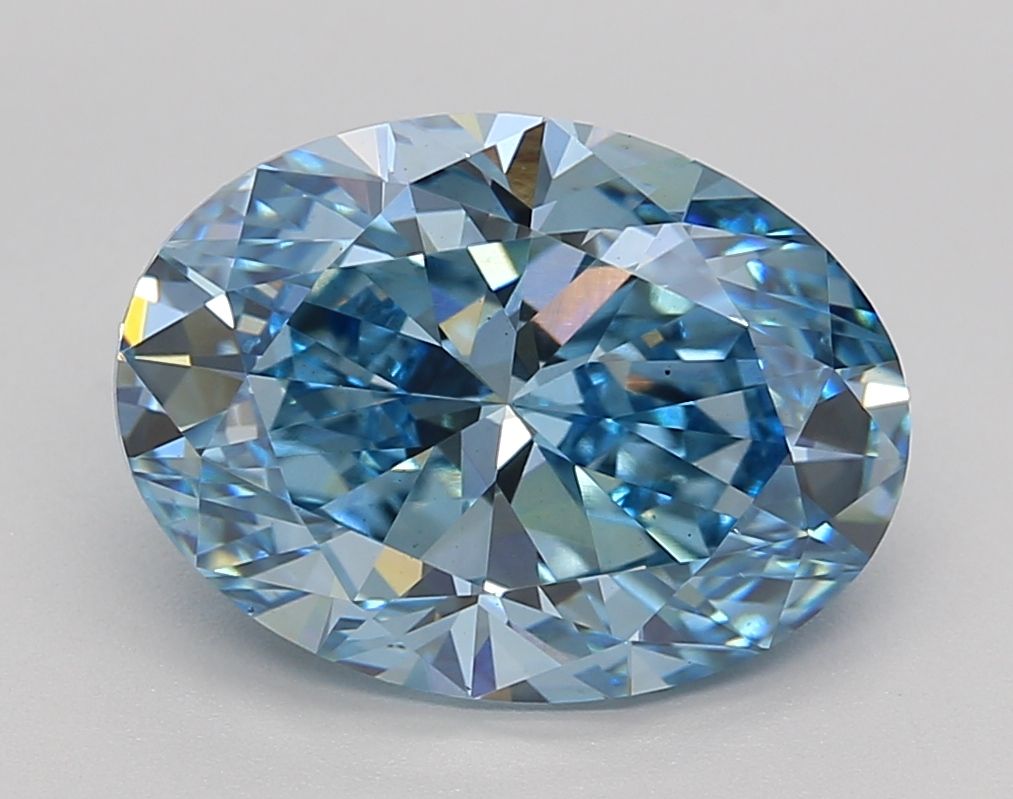 Diamant bleu fantaisie taille ovale de 4,02 carats