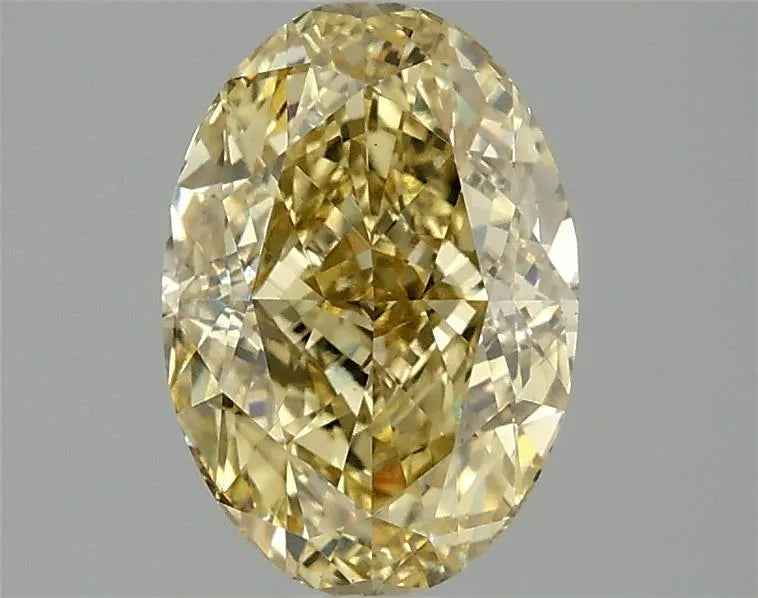 Diamant ovale de 2,09 ct cultivé en laboratoire (couleur jaune intense fantaisie, pureté VVS2, certifié IGI)