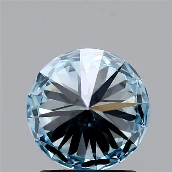 Diamant rond de 1,29 ct cultivé en laboratoire (couleur bleu vert clair fantaisie, pureté VS1, ID de coupe, certifié IGI)