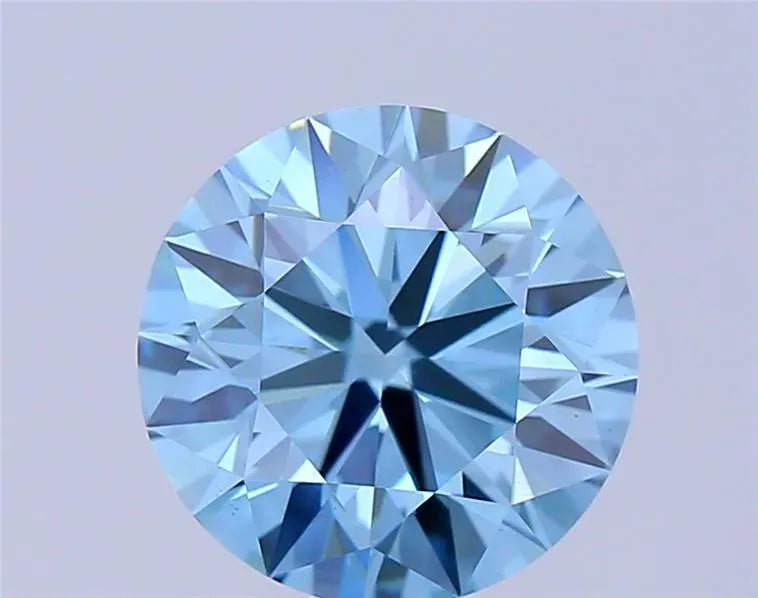 Diamant rond de 3,16 ct cultivé en laboratoire (couleur bleu vif fantaisie, pureté VS1, non certifié)