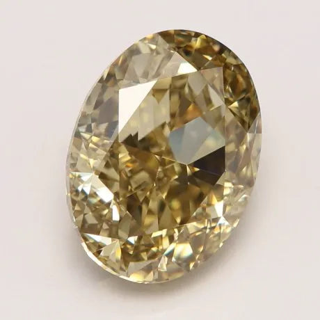 Diamant naturel ovale de 3,01 ct (couleur jaune brunâtre foncé fantaisie, pureté VVS1, taille EX, certifié GIA)