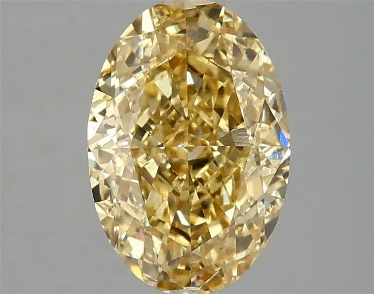 Diamant ovale de 2,05 ct cultivé en laboratoire (couleur jaune vif fantaisie, pureté VS2, certifié IGI)