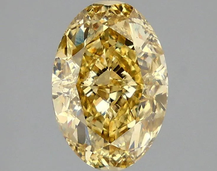 Diamant ovale de 2,05 ct cultivé en laboratoire (couleur jaune vif fantaisie, pureté VS1, certifié IGI)