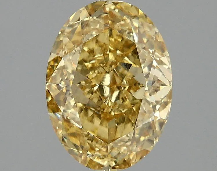 Diamant ovale de 2,09 ct cultivé en laboratoire (couleur jaune vif fantaisie, pureté VS1, certifié IGI)