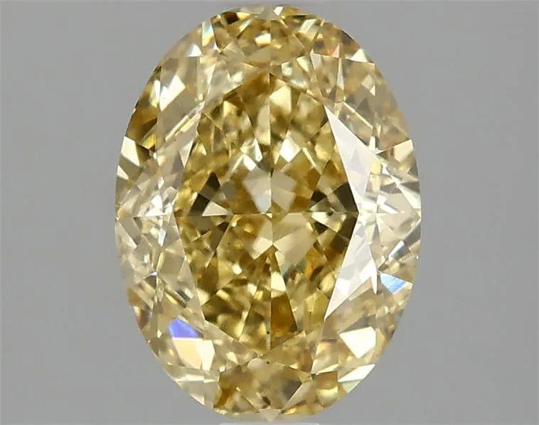 Diamant ovale de 2,10 ct cultivé en laboratoire (couleur jaune vif fantaisie, pureté VS1, certifié IGI)