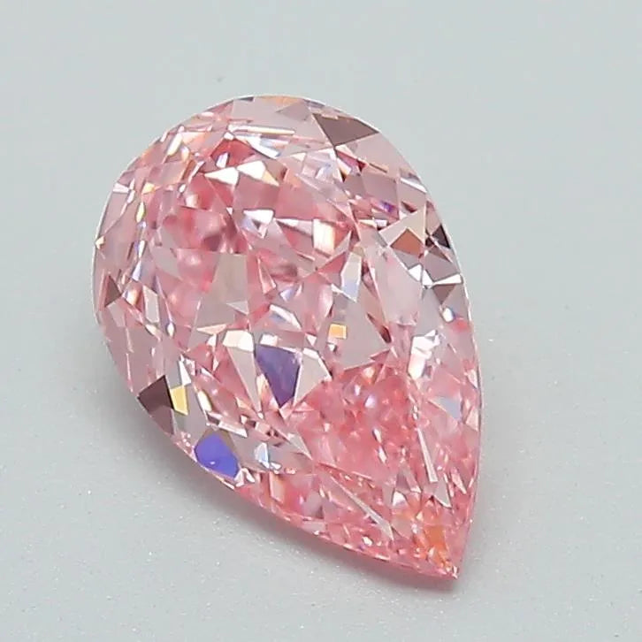 Diamant de laboratoire en forme de poire de 1,21 ct (couleur rose vif fantaisie, pureté VS1, certifié IGI)