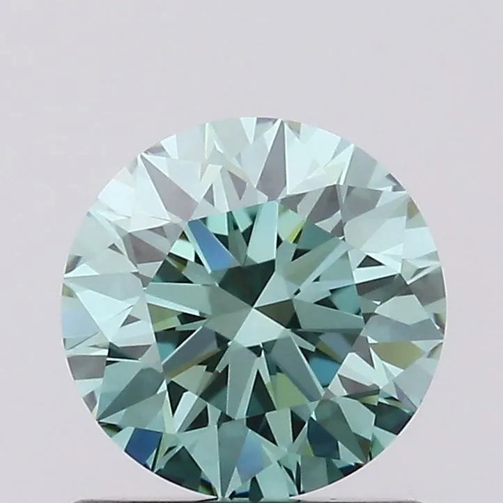 0.84ct Round Lab Grown Diamond (Colour Fancy Vivid Green, Clarity VVS2, Cut ID, IGI Certified)