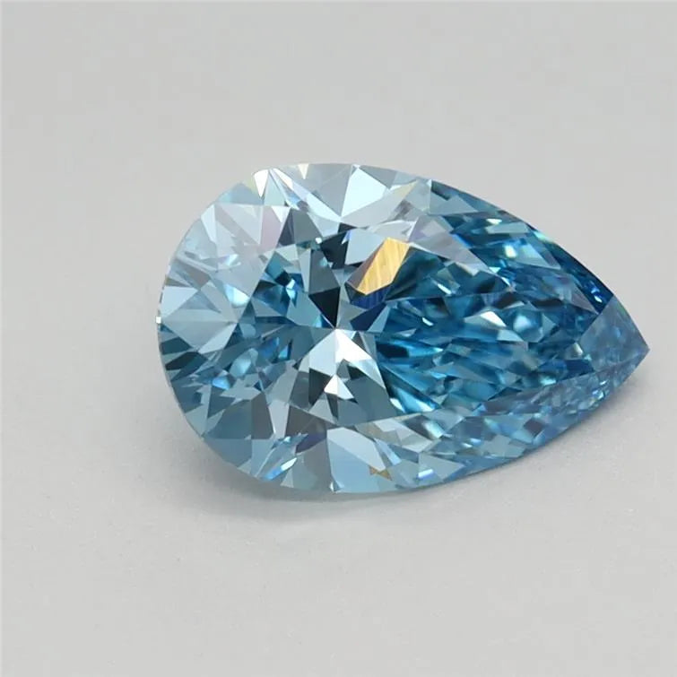 Diamant de laboratoire en forme de poire de 1,21 ct (couleur bleu vif fantaisie, pureté VS1, certifié IGI)