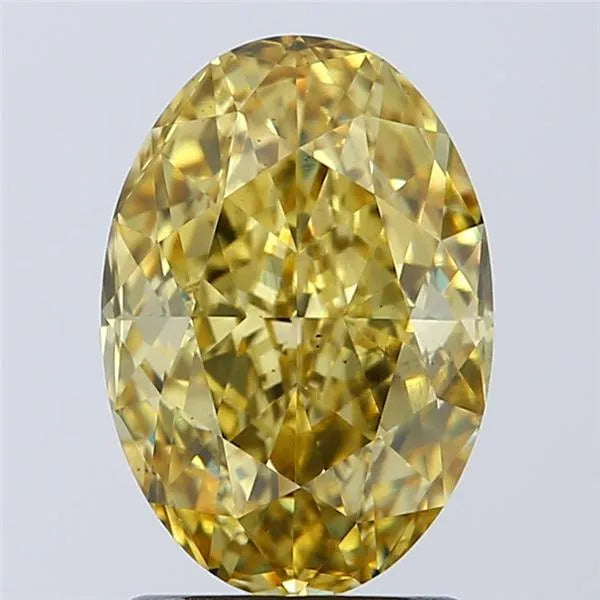 Diamant ovale de 2,02 ct cultivé en laboratoire (couleur jaune vif fantaisie, pureté VS2, certifié IGI)