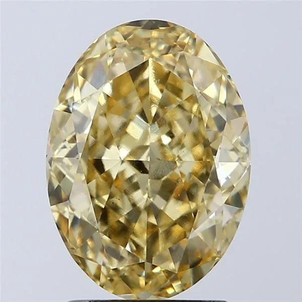 Diamant ovale de 2,28 ct cultivé en laboratoire (couleur jaune intense fantaisie, pureté VS1, certifié IGI)