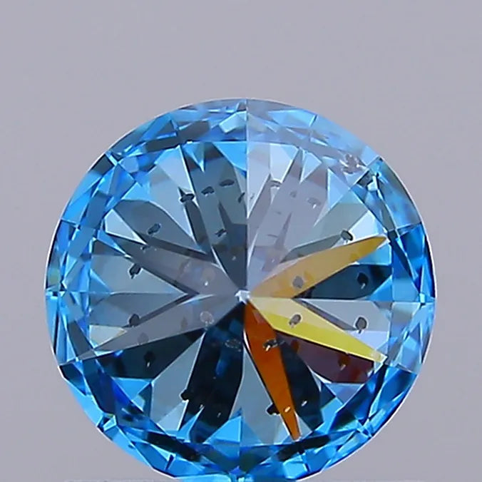 Diamant rond de 1,00 ct cultivé en laboratoire (couleur bleu vif fantaisie, pureté VS2, ID de coupe, certifié IGI)