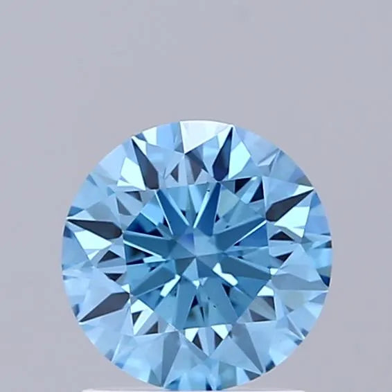 Diamant rond de 1,01 ct cultivé en laboratoire (couleur bleu vif fantaisie, pureté VS1, ID de coupe, certifié IGI)