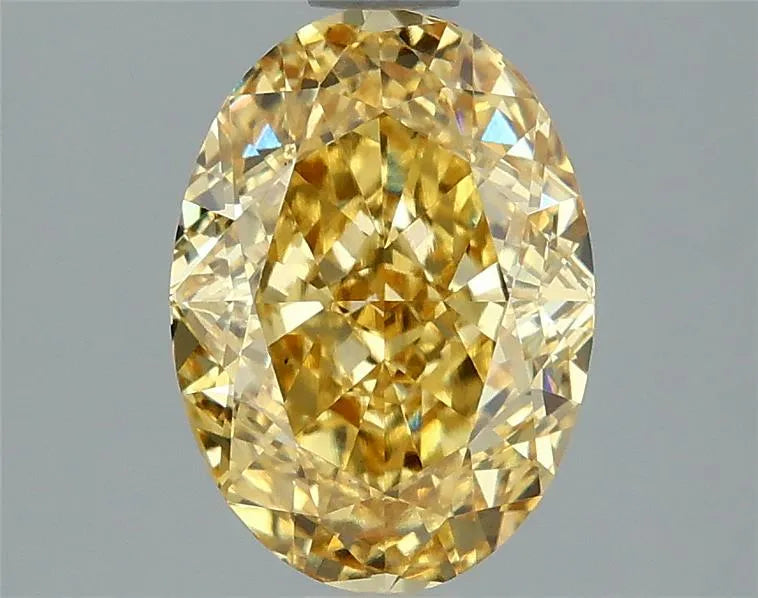 Diamant ovale de 1,90 ct cultivé en laboratoire (couleur jaune vif fantaisie, pureté VS1, certifié IGI)