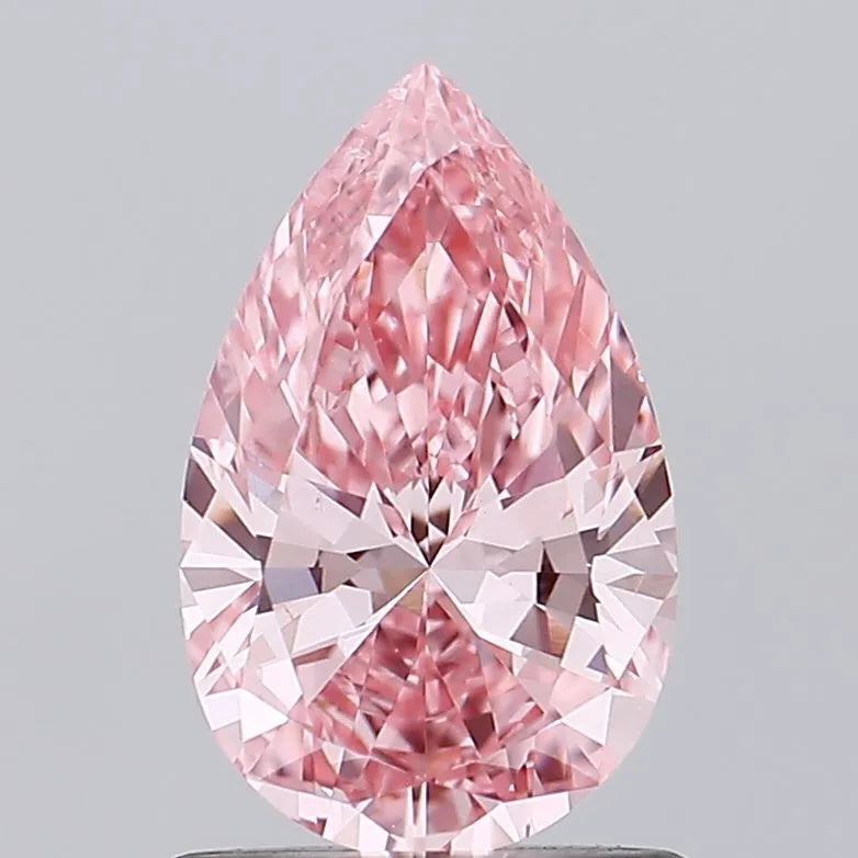 Diamant de laboratoire en forme de poire de 1,00 ct (couleur rose vif fantaisie, pureté VS1, certifié IGI)