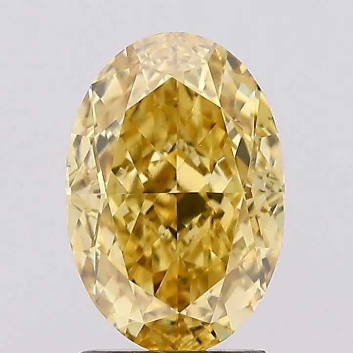 Diamant ovale de 2,12 ct cultivé en laboratoire (couleur jaune vif fantaisie, pureté VS1, certifié IGI)