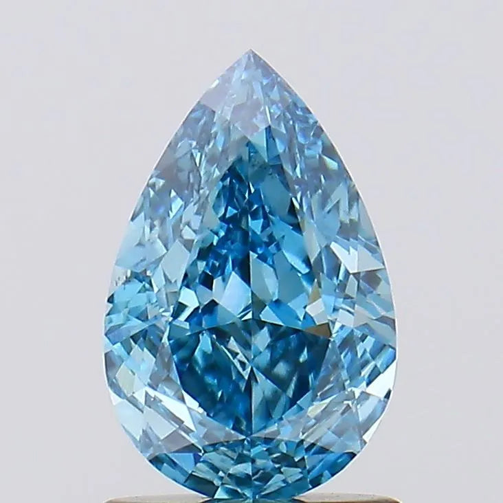 Diamant de laboratoire en forme de poire de 1,23 ct (couleur bleu vif fantaisie, pureté VS1, certifié IGI)