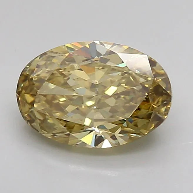 Diamant ovale de 1,70 ct cultivé en laboratoire (couleur jaune intense fantaisie, pureté VS1, certifié IGI)