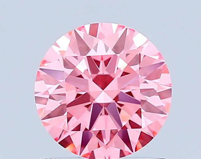 Diamant rond de 0,97 ct cultivé en laboratoire (couleur rose vif fantaisie, pureté VVS1, ID de coupe, certifié IGI)