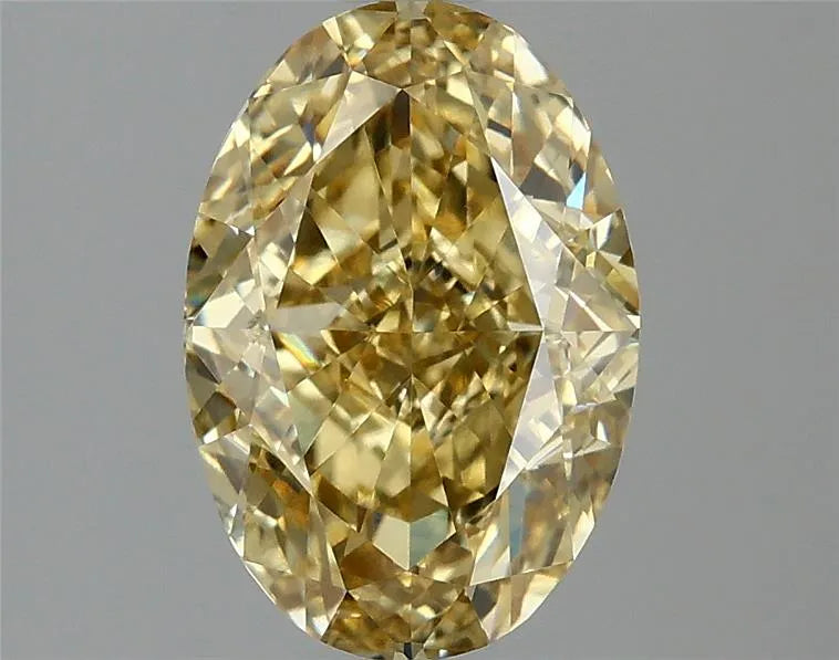 Diamant ovale de 2,10 ct cultivé en laboratoire (couleur jaune intense fantaisie, pureté VS1, certifié IGI)