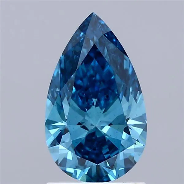 Diamant de laboratoire en forme de poire de 1,34 ct (couleur bleu vif fantaisie, pureté VS2, certifié IGI)