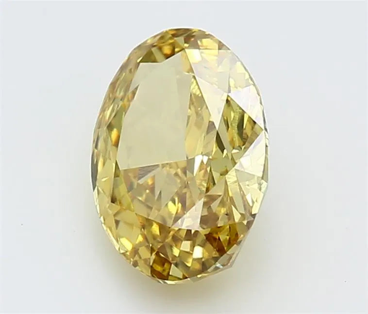 Diamant ovale de 2,14 ct cultivé en laboratoire (couleur jaune vif fantaisie, pureté VS2, certifié IGI)