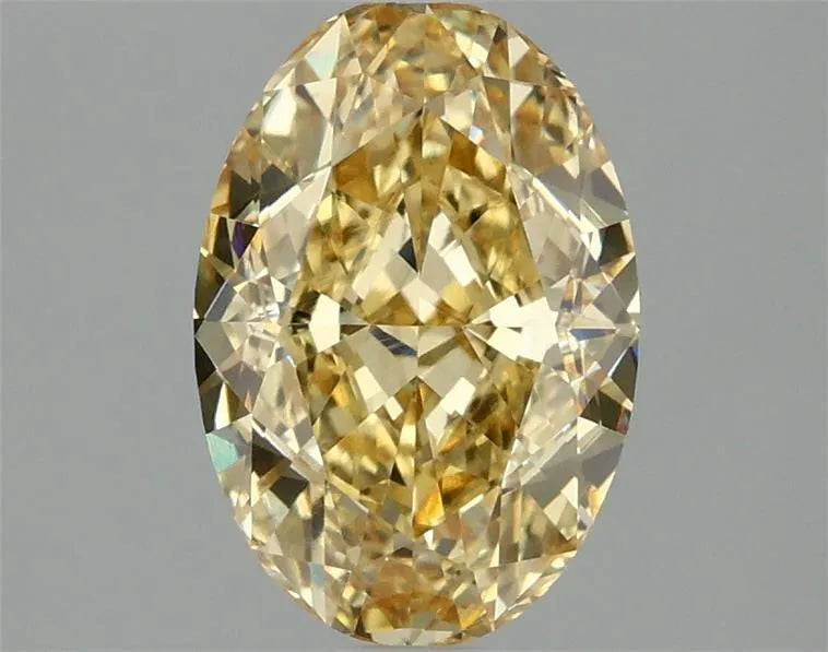 Diamant ovale de 2,12 ct cultivé en laboratoire (couleur jaune intense fantaisie, pureté VS1, certifié IGI)