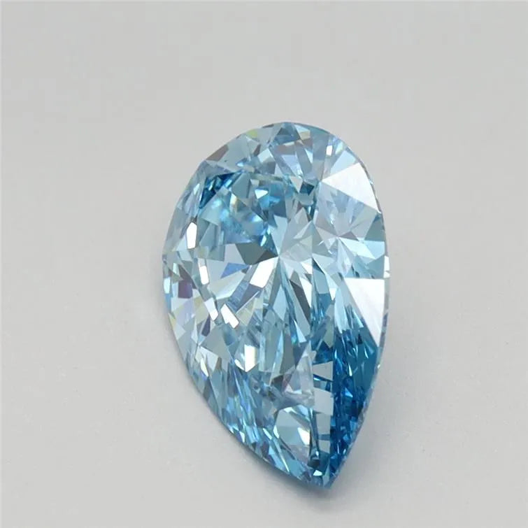 Diamant de laboratoire en forme de poire de 1,20 ct (couleur bleu vif fantaisie, pureté VVS2, certifié IGI)