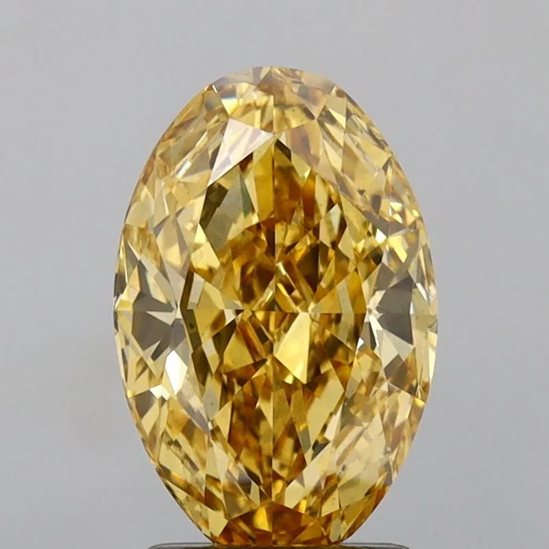 Diamant ovale de 2,41 ct cultivé en laboratoire (couleur jaune vif fantaisie, pureté VS2, certifié IGI)