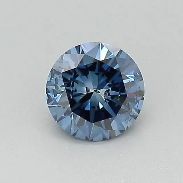 Diamant rond de 0,40 ct cultivé en laboratoire (couleur bleu foncé fantaisie, pureté I1, taille VG, certifié IGI)