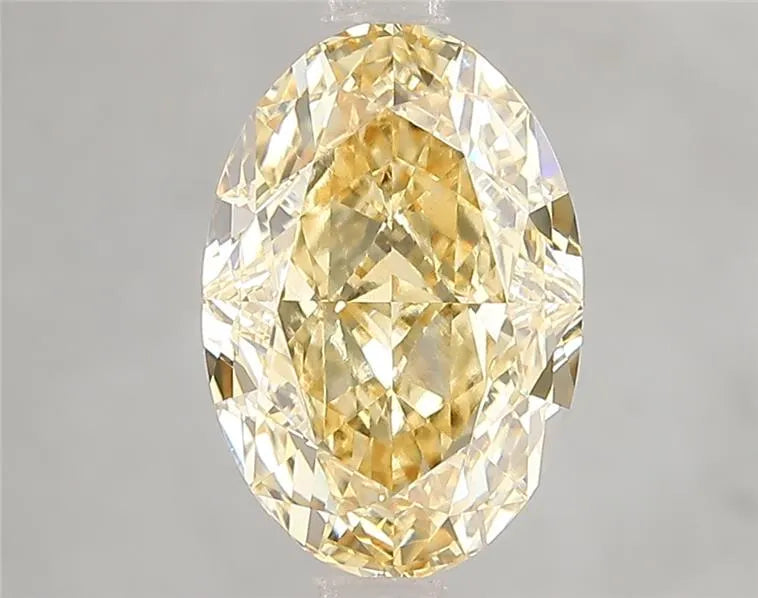 Diamant ovale de 3,10 ct cultivé en laboratoire (couleur jaune intense fantaisie, pureté VVS2, taille GD, certifié IGI)