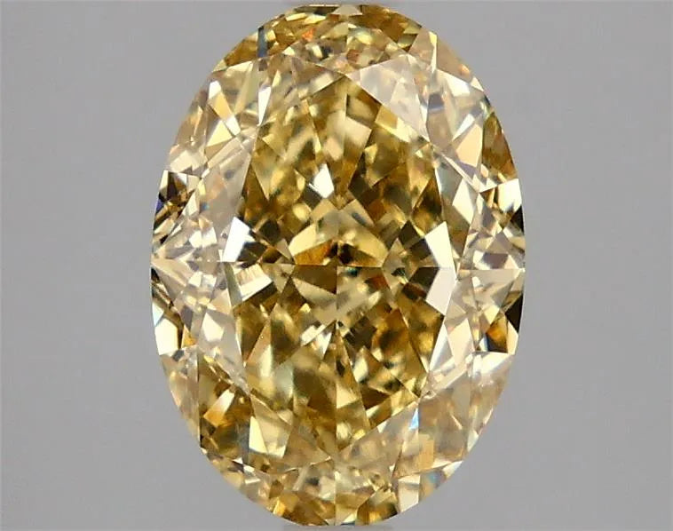 Diamant ovale de 2,99 ct cultivé en laboratoire (couleur jaune intense fantaisie, pureté VS1, certifié IGI)