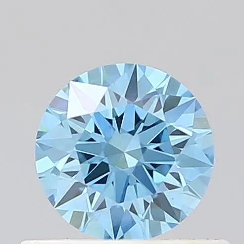 Diamant rond de 0,51 ct cultivé en laboratoire (couleur bleu vif fantaisie, pureté VS2, ID de coupe, certifié IGI)